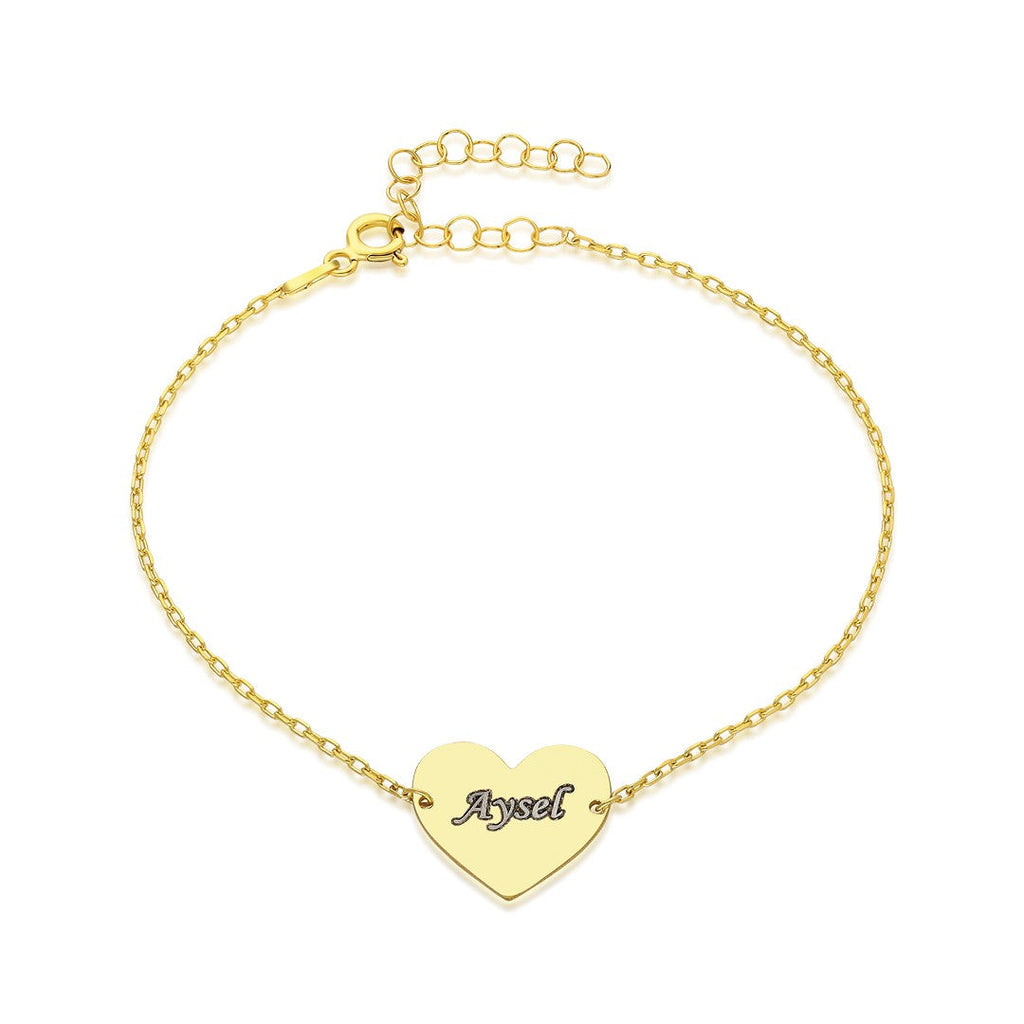 İsimli Kalp Bileklik - 925 GÜMÜŞ