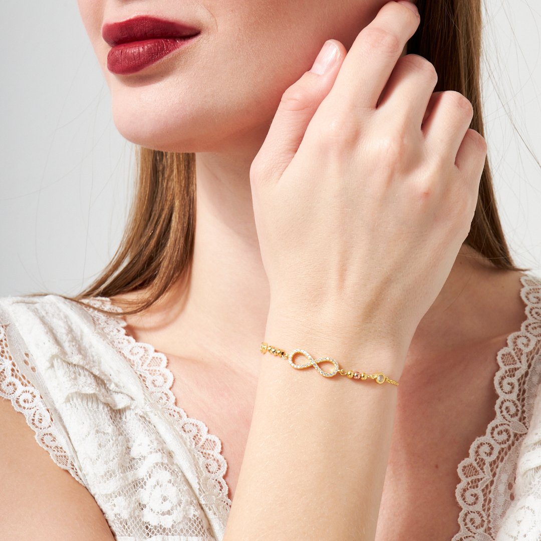 Taşlı Sonsuzluk Bilekliği - 925 GÜMÜŞ