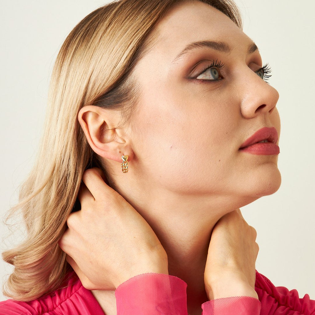 Tek Taşlı Büküm Küpe - 925 GÜMÜŞ