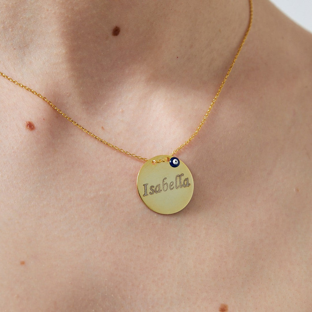 Nazar Plaka İsimli Zincir Seti - 925 GÜMÜŞ