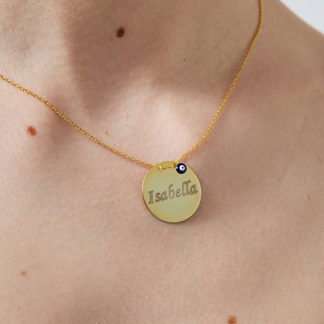 Nazar Plaka İsimli Zincir Seti - 925 GÜMÜŞ