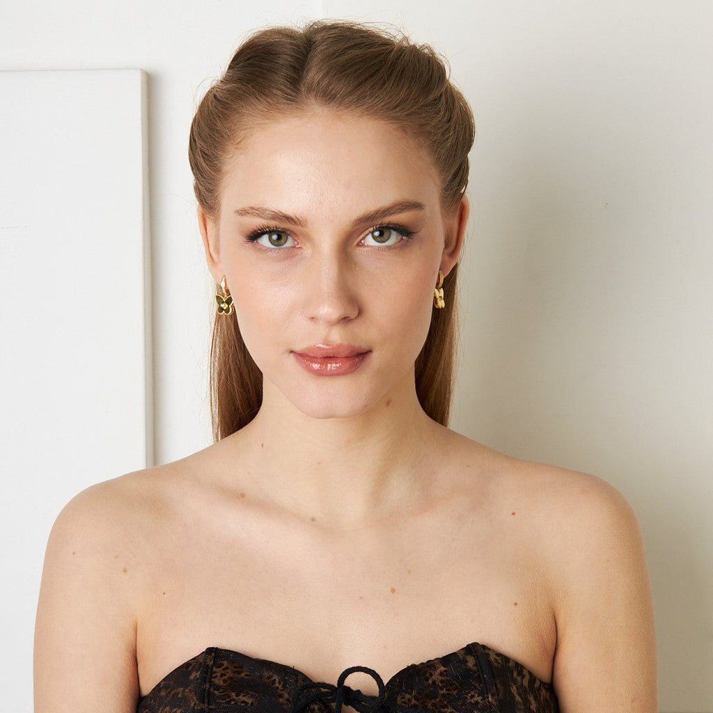 Tek Taş Kelebek Küpe - 925 GÜMÜŞ