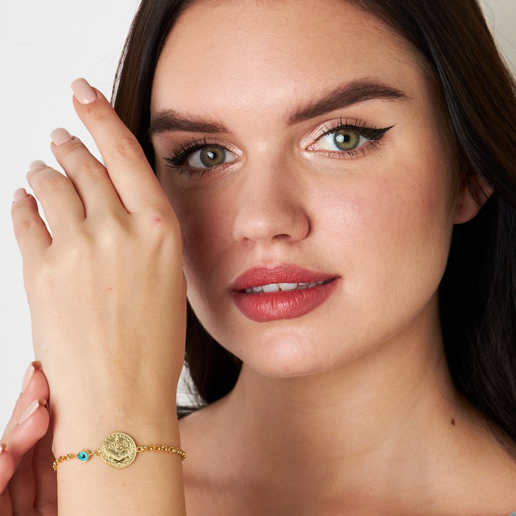 Nazar Tuğrası İnce Zincir Bileklik - 925 GÜMÜŞ