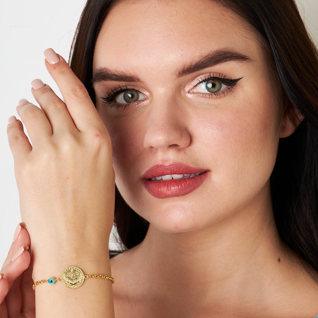 Nazar Tuğrası İnce Zincir Bileklik - 925 GÜMÜŞ