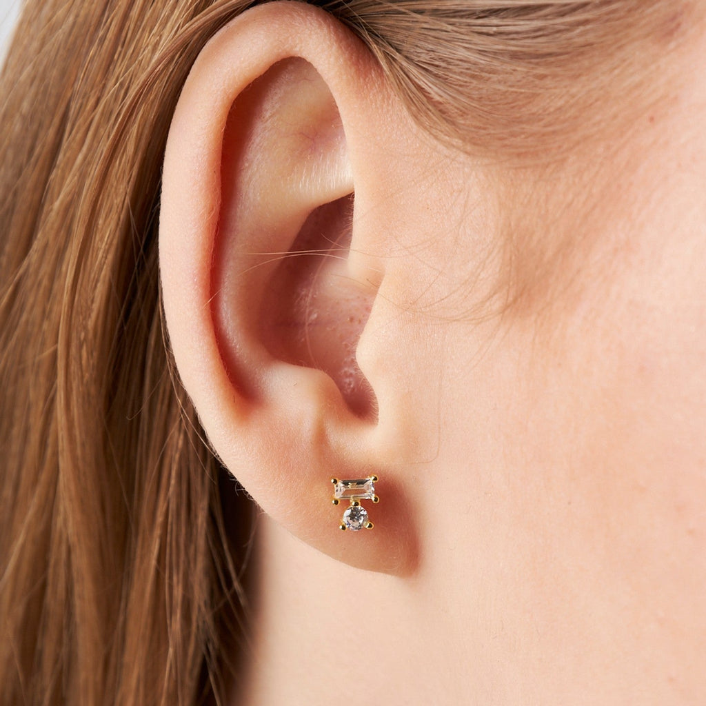 Baget Taşlı Piercing - 925 GÜMÜŞ