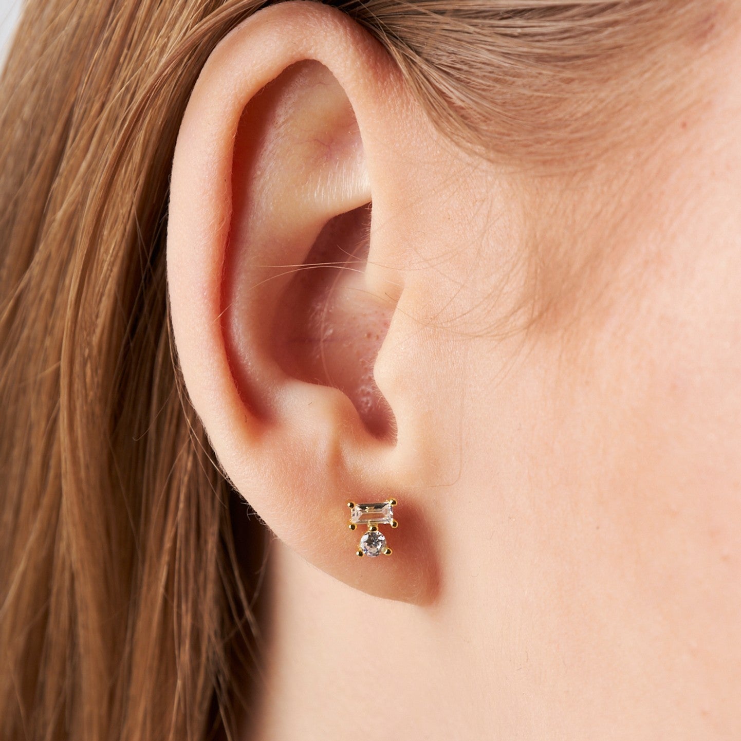 Baget Taşlı Piercing - 925 GÜMÜŞ