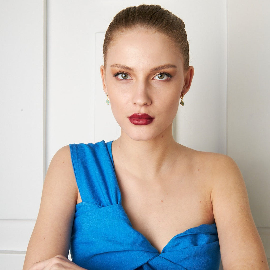 Taşlı Bebek Ayak Küpesi - 925 GÜMÜŞ