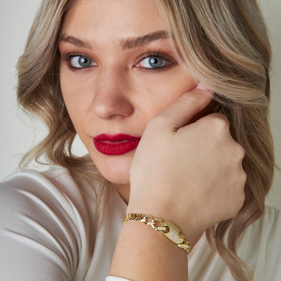 Zincir Düğmeli Bilezik - 925 GÜMÜŞ