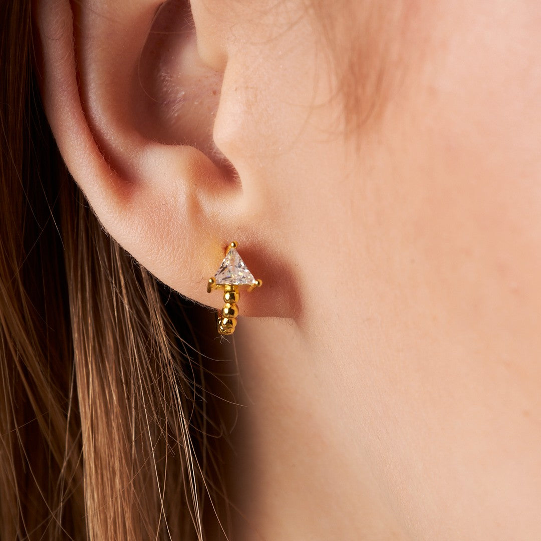 Üçgen Taşlı Oval Piercing - 925 GÜMÜŞ