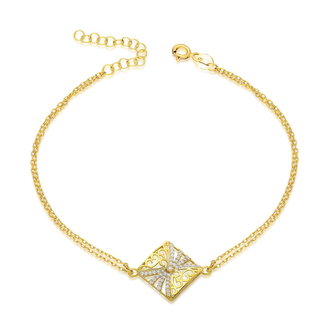 Taşlı Kare Bileklik - 925 GÜMÜŞ