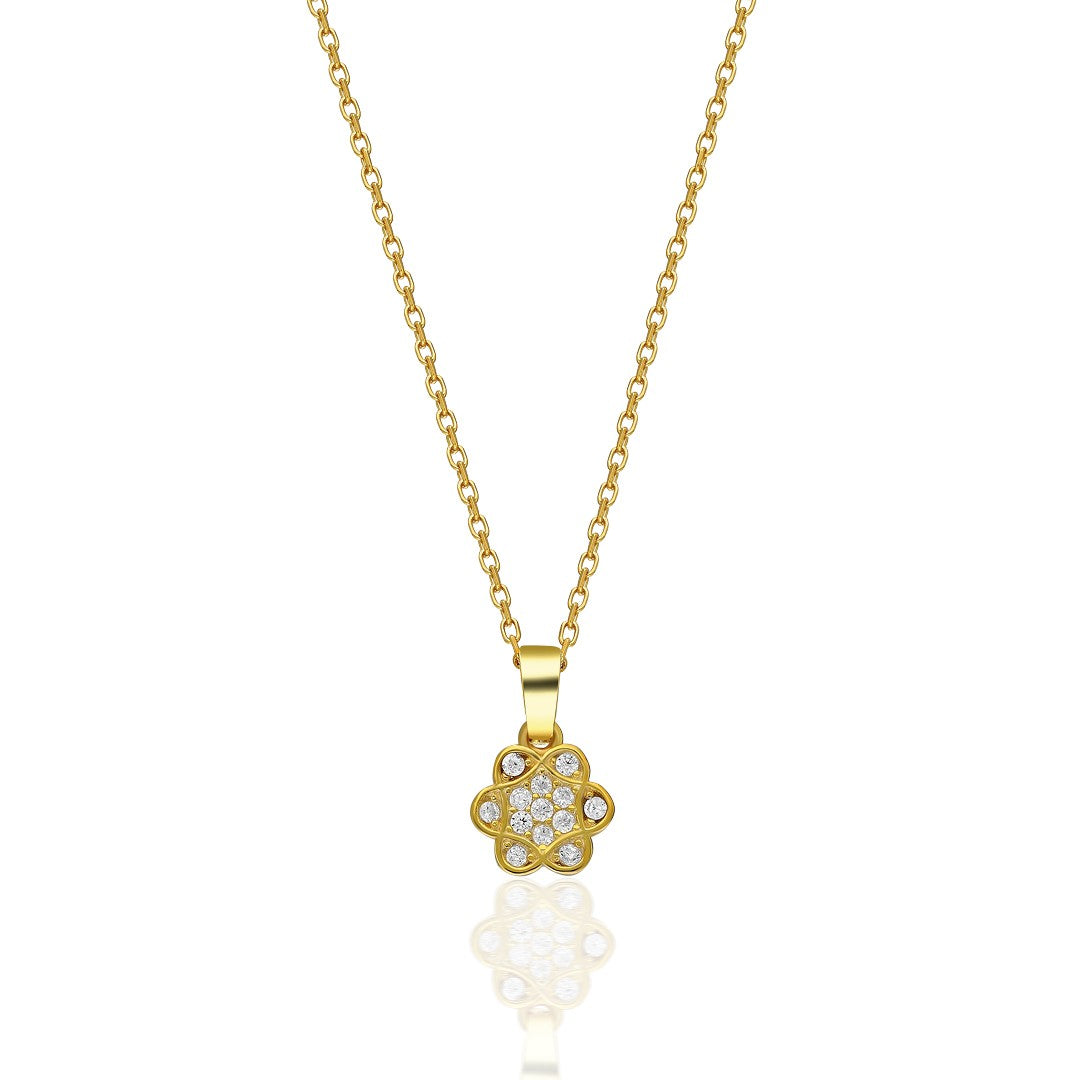 Taşlı Sarmal Çiçek Kolye - 925 GÜMÜŞ