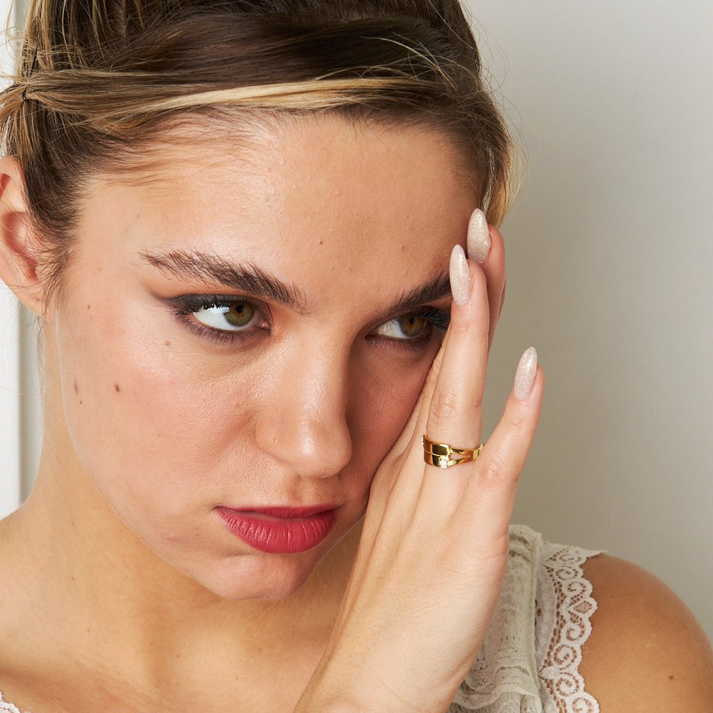 İkili Zirkon Yüzük - 925 GÜMÜŞ