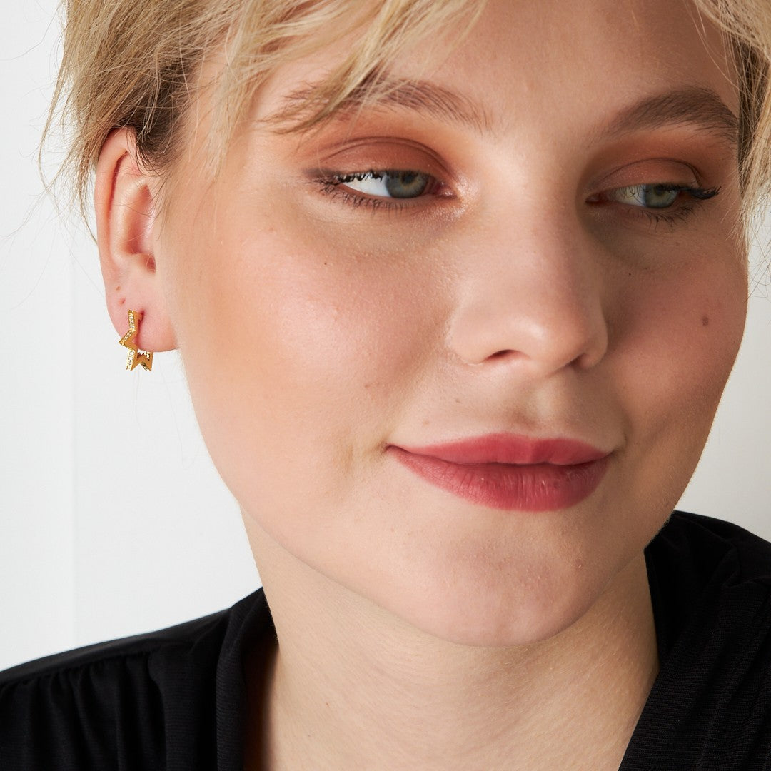 Taşlı Yıldız Küpe - 925 GÜMÜŞ