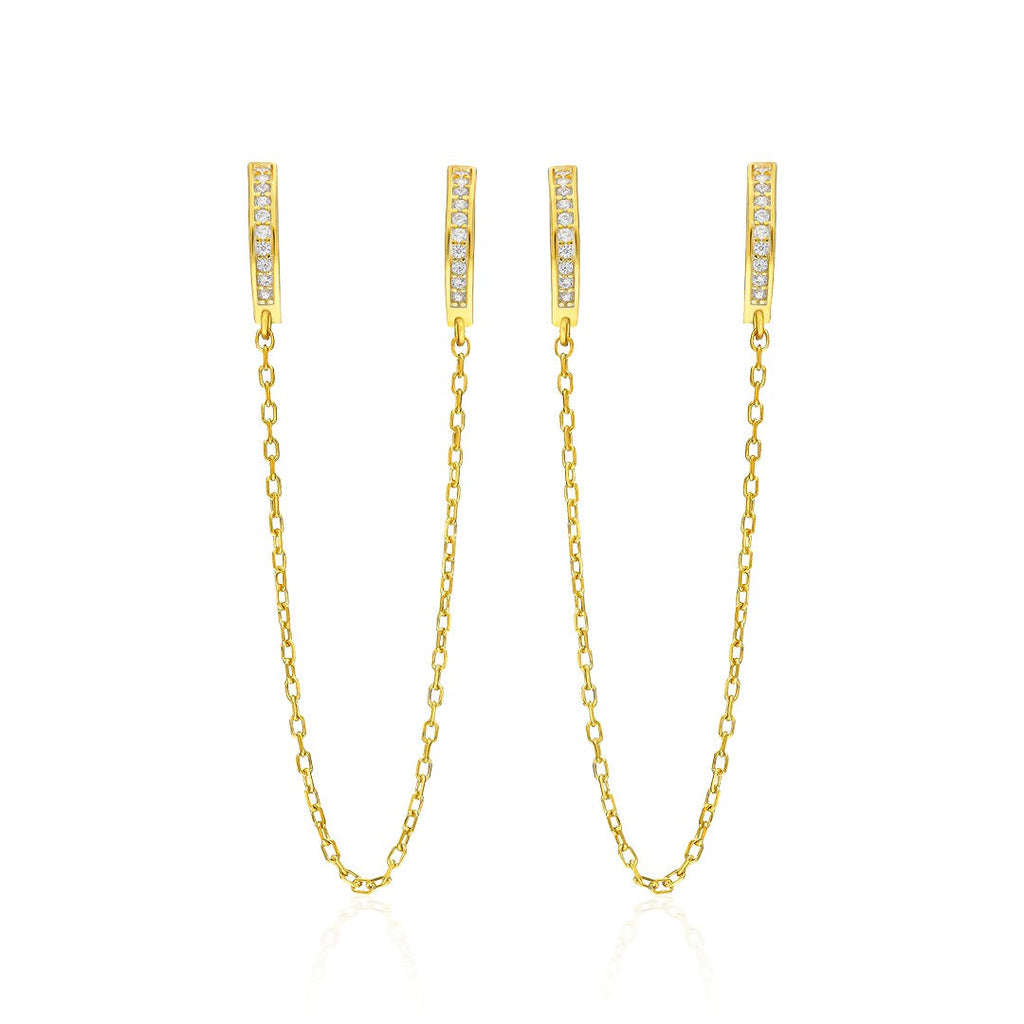 Taşlı Zincir Küpe - 925 GÜMÜŞ