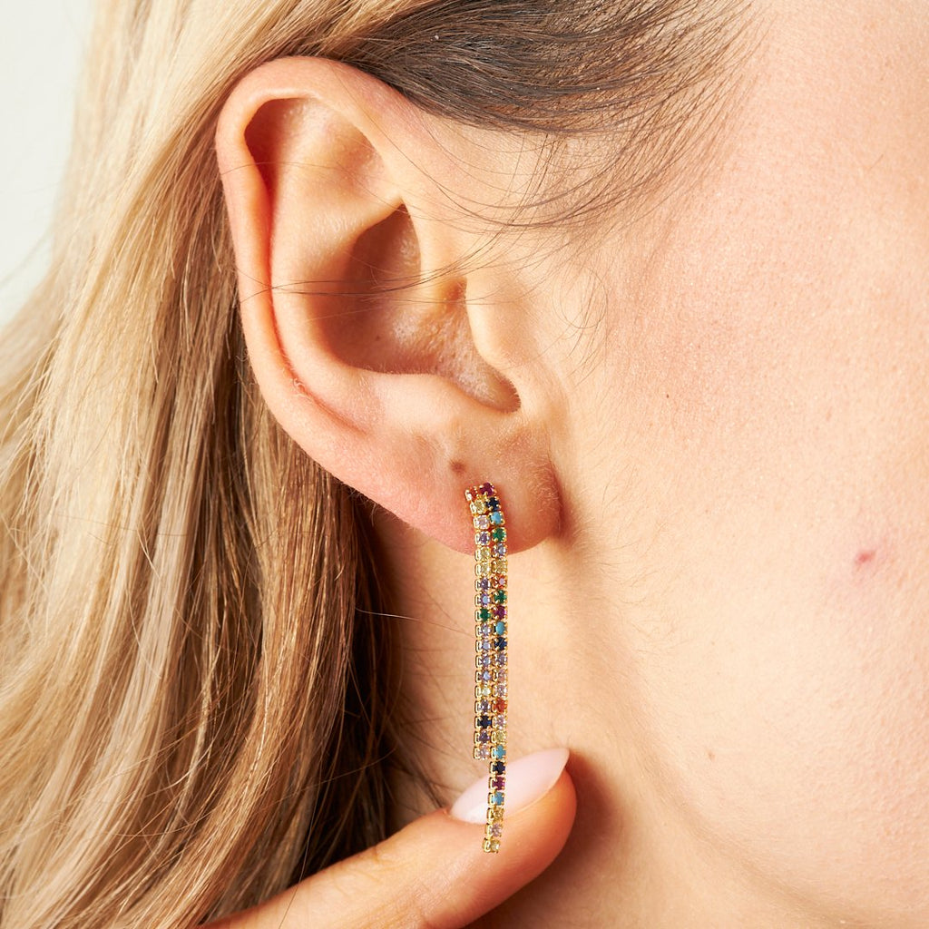 Renkli taşlı Su Yolu Seti - 925 GÜMÜŞ