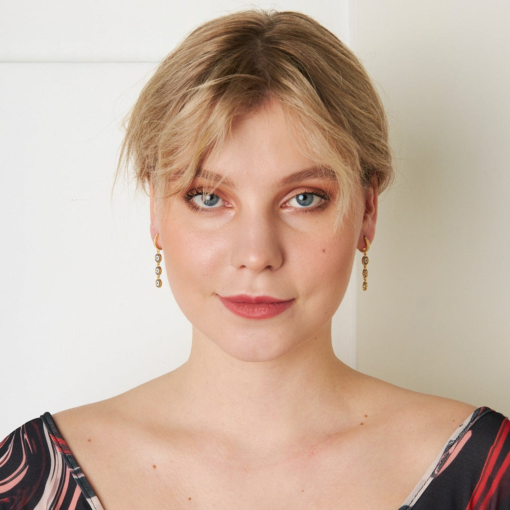 Sıralı Nazar Küpe - 925 GÜMÜŞ