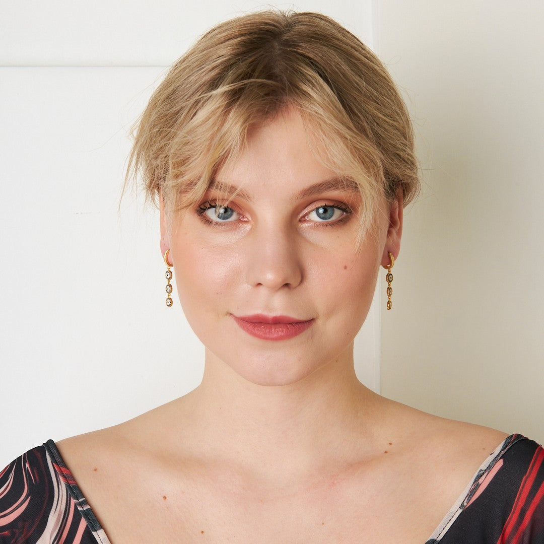 Sıralı Nazar Küpe - 925 GÜMÜŞ