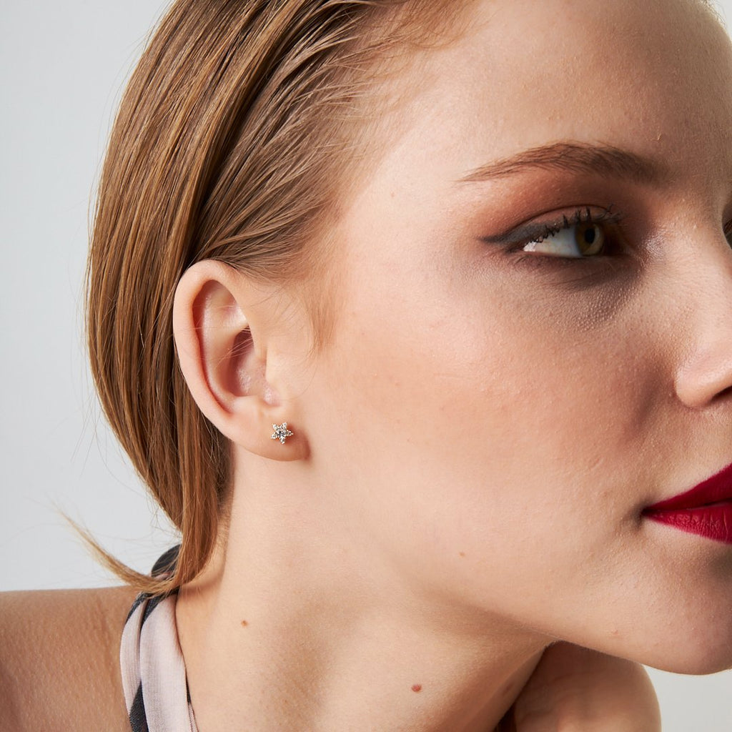 Taşlı yıldız Piercing - 925 GÜMÜŞ