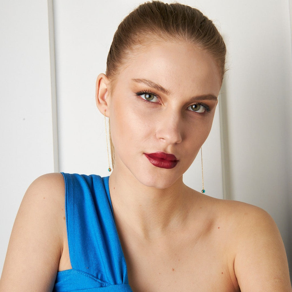 Nazar Sarkan Zincir Küpeler - 925 GÜMÜŞ