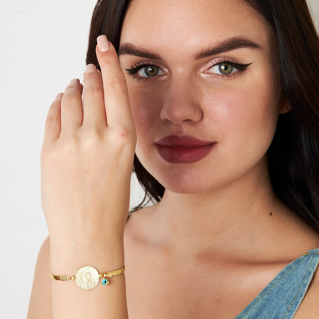 Balıksırtı Zincirli Charmlı Bileklik - 925 GÜMÜŞ