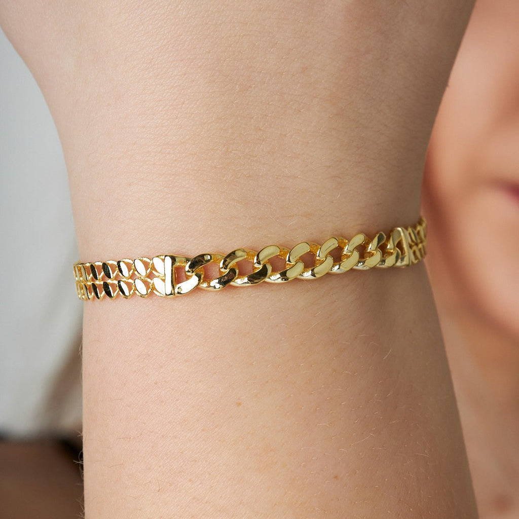 Pullu Basit Zincir Bileklik - 925 GÜMÜŞ