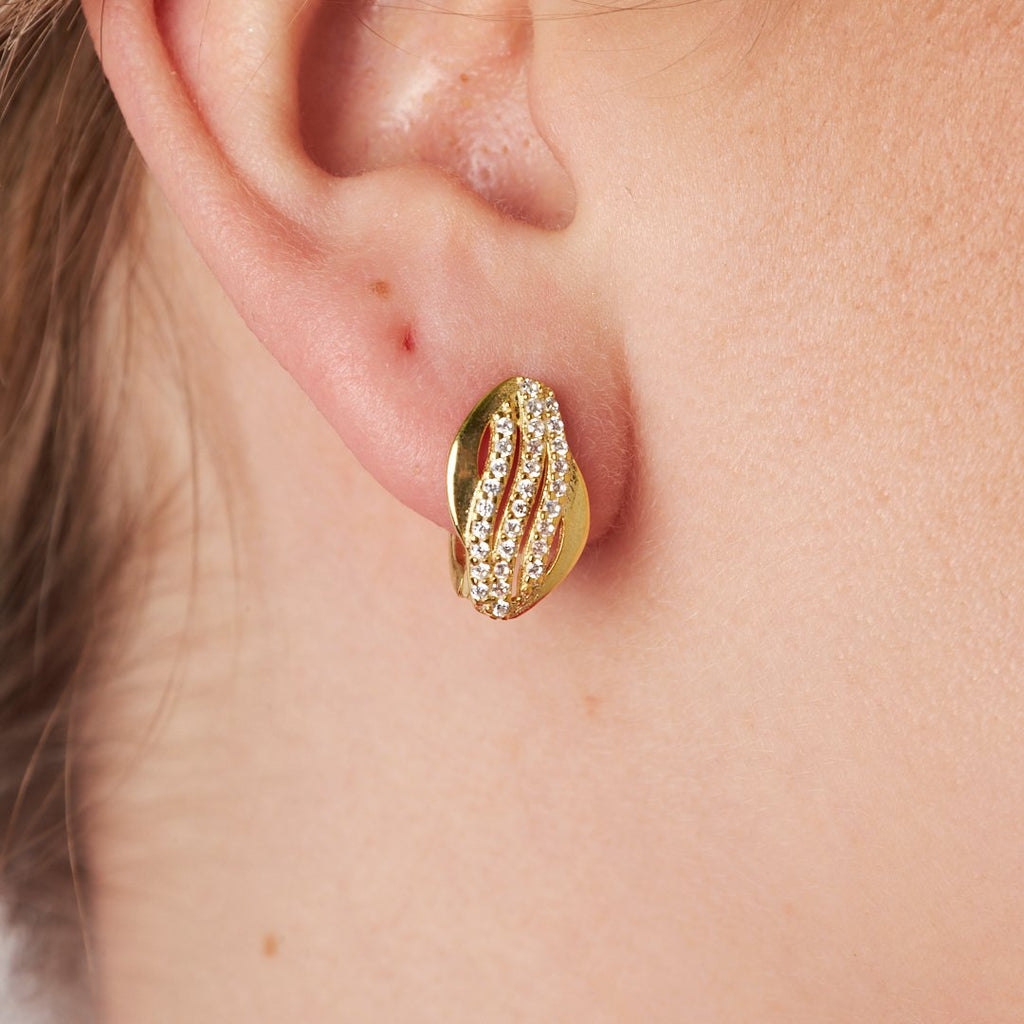 Üç Sıra Taşlı Küpe - 925 GÜMÜŞ