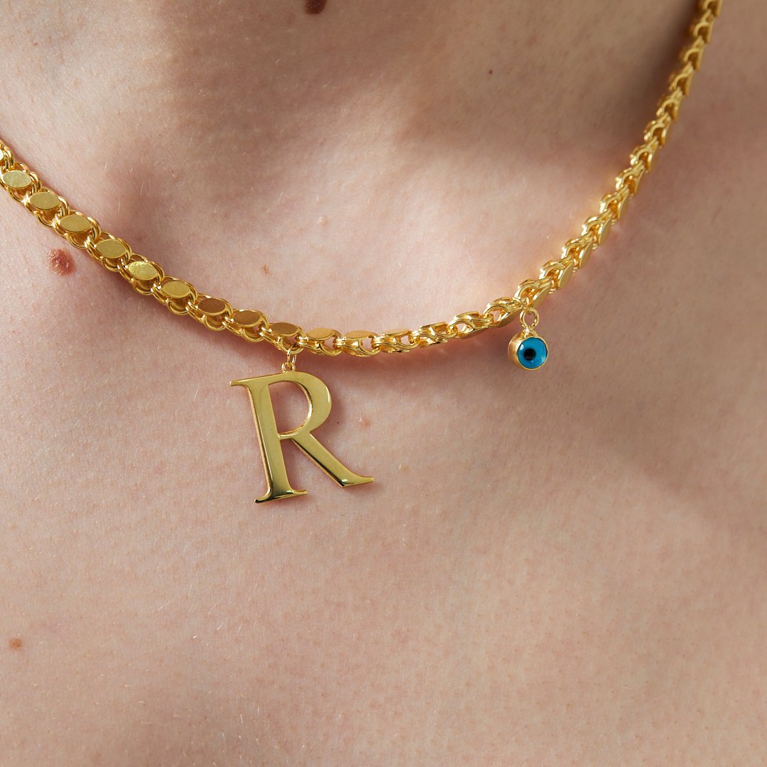 Harfli Pullu Zincir Set - 925 GÜMÜŞ