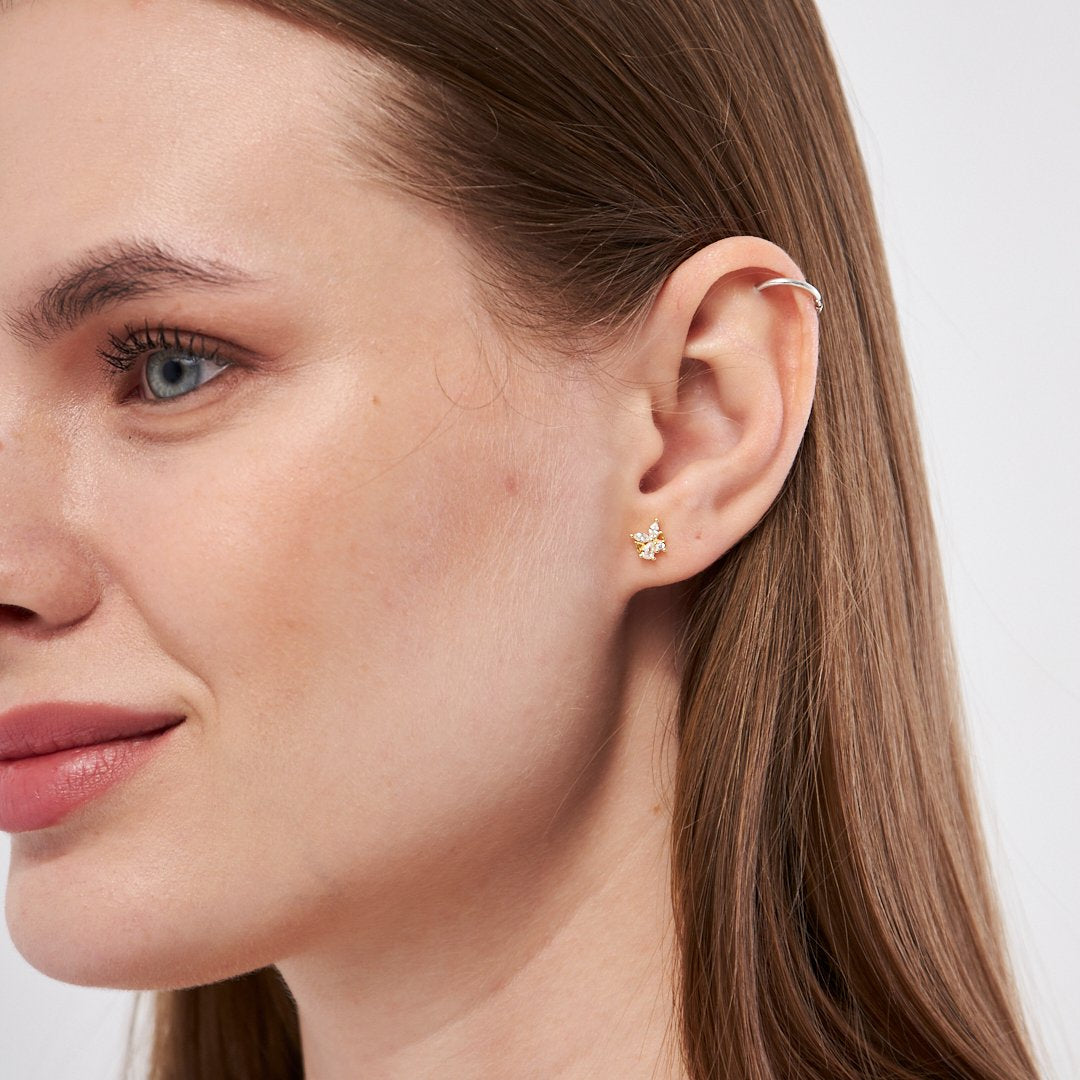 Kalp İle Çiçek Piercing - 925 GÜMÜŞ