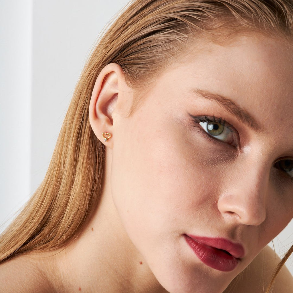 Tek taşlı Kalp Piercing - 925 GÜMÜŞ