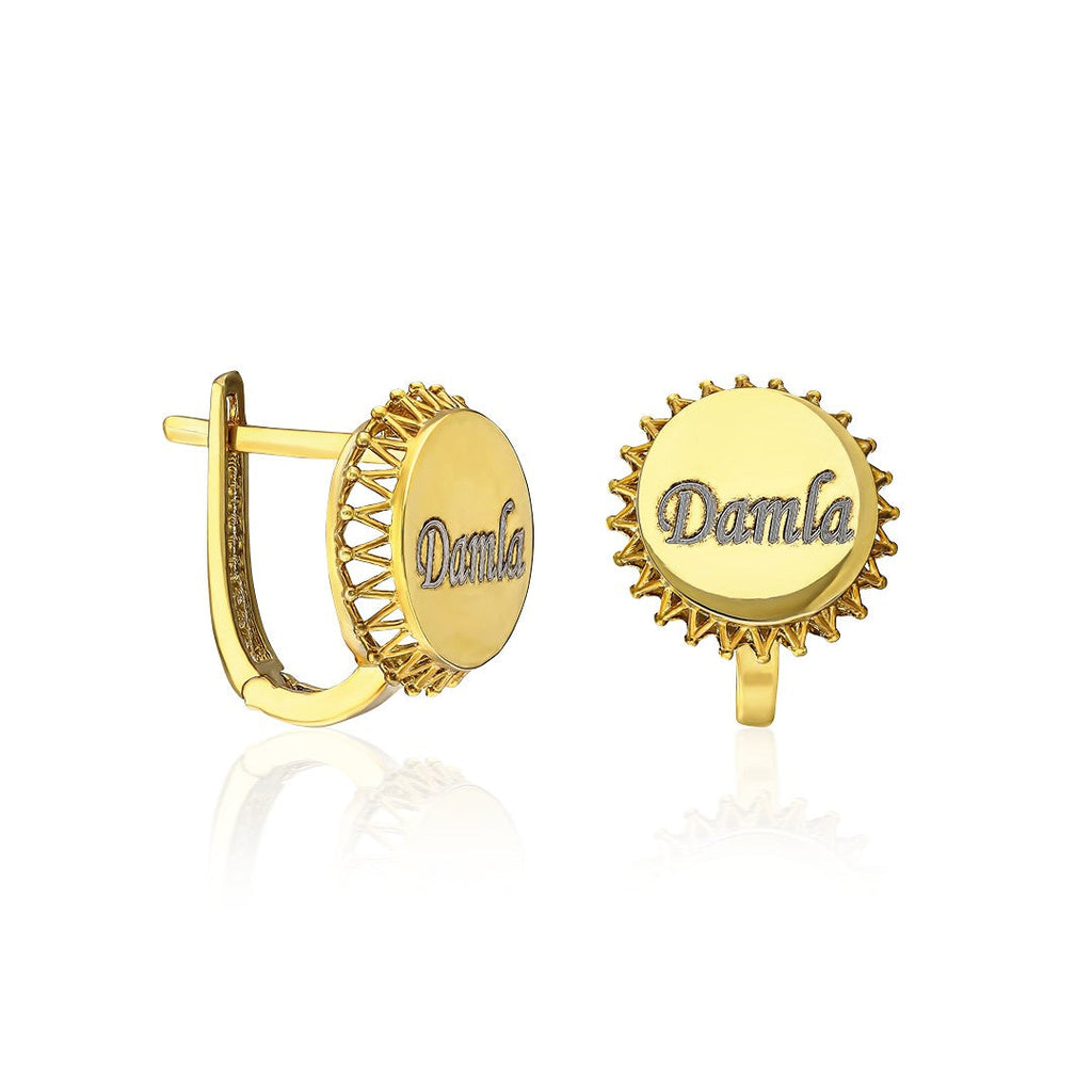 Oval İsimli Küpe - 925 GÜMÜŞ