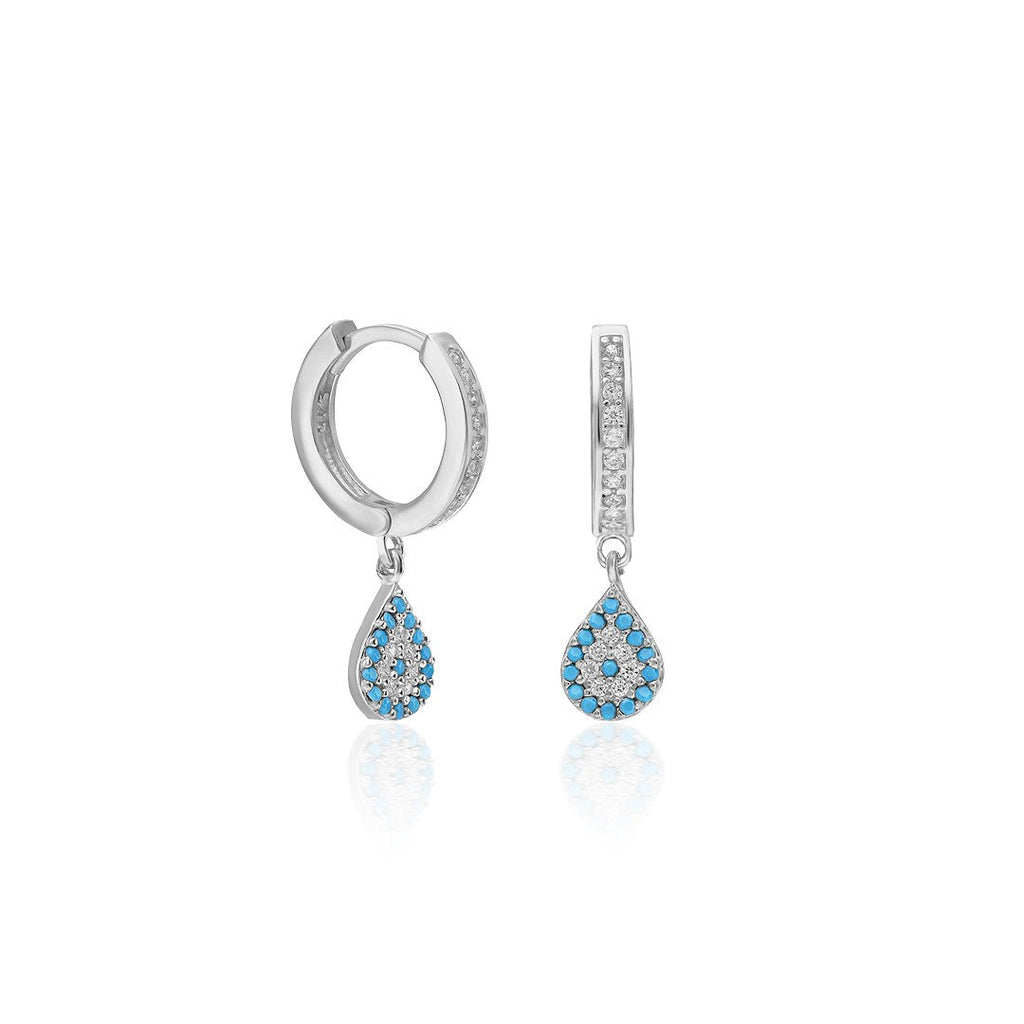 Renkli Taşlı Damla Küpeler - 925 GÜMÜŞ