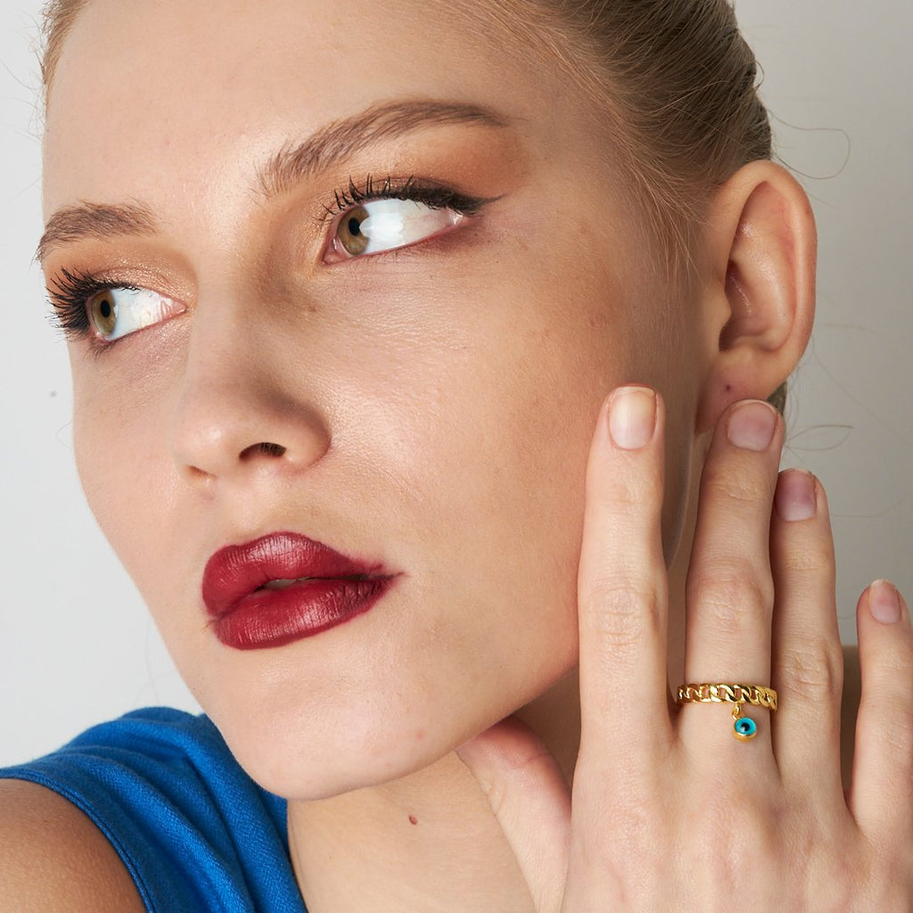 Nazar Gözlü Yüzük - 925 GÜMÜŞ