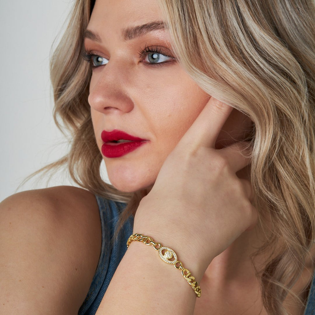 Oval Taşlı Ve Pullu Gurme Bileklik Model2 - 925 GÜMÜŞ