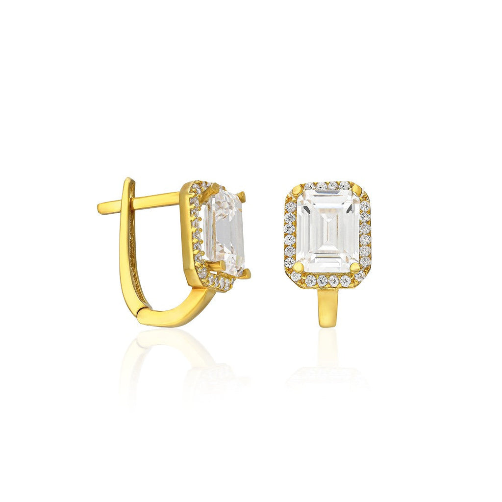 Taşlı Klasik Baget Küpeler - 925 GÜMÜŞ