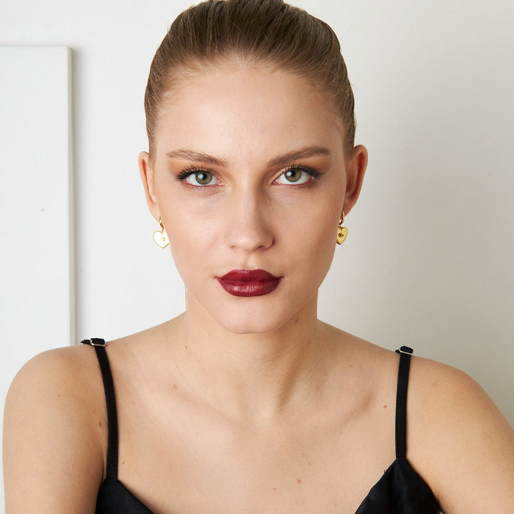 Taşlı Kalp Küpe - 925 GÜMÜŞ