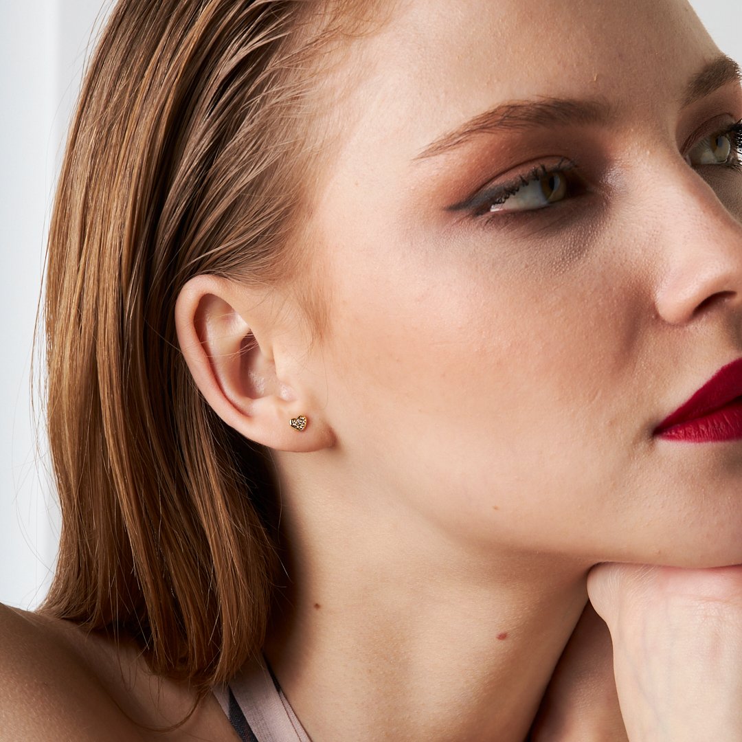 Taşlı Kalp Piercing - 925 GÜMÜŞ