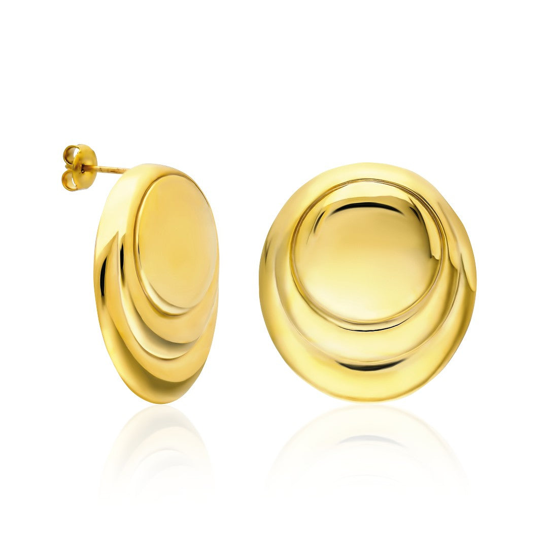 Büyük Düğme Küpe - 925 GÜMÜŞ