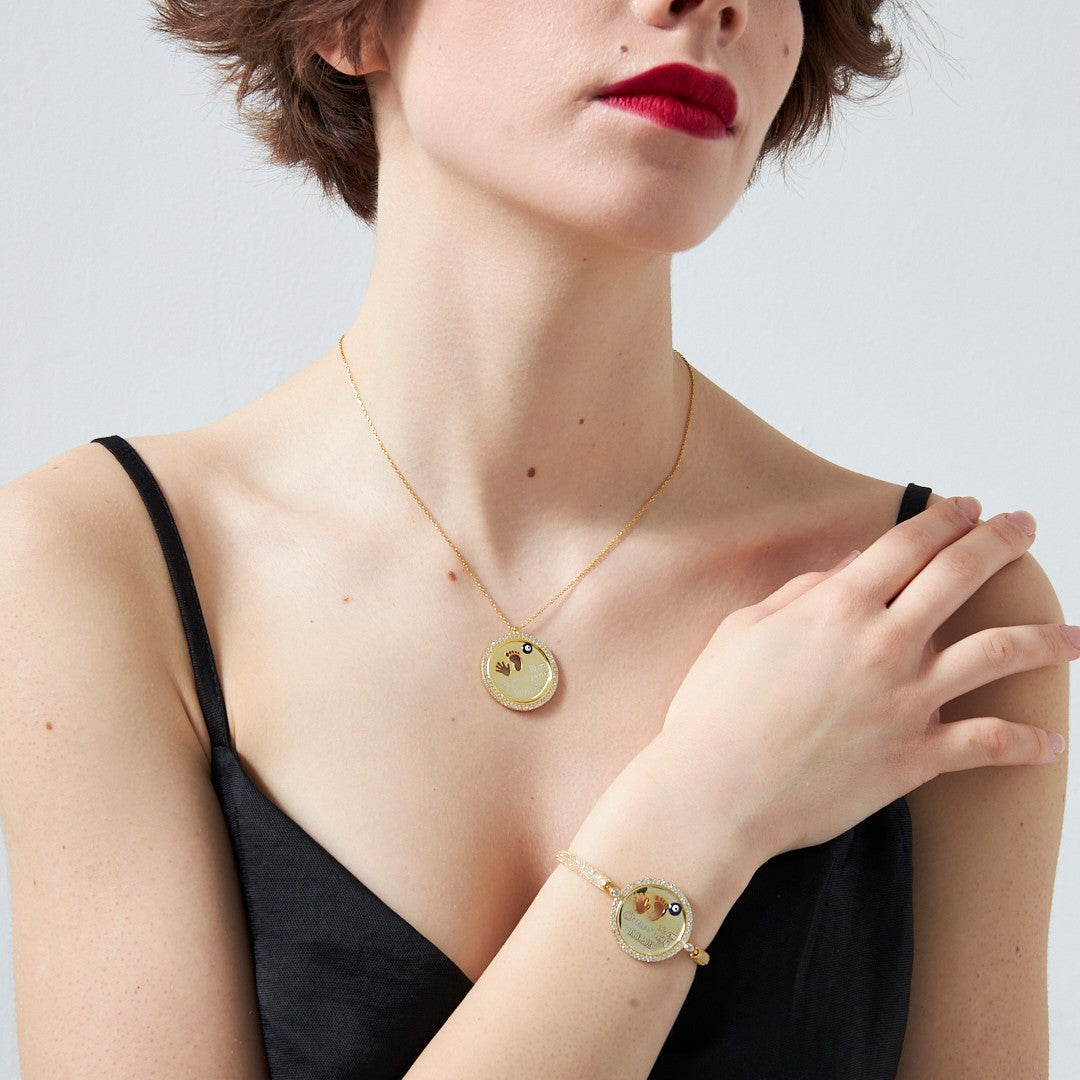 Taşlı Plakalı Yenidoğan Seti - 925 GÜMÜŞ