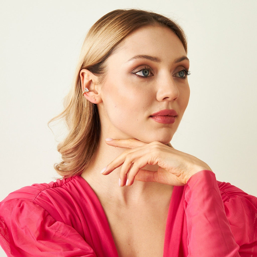 Tek Taş Kıkırdak Küpe - 925 GÜMÜŞ