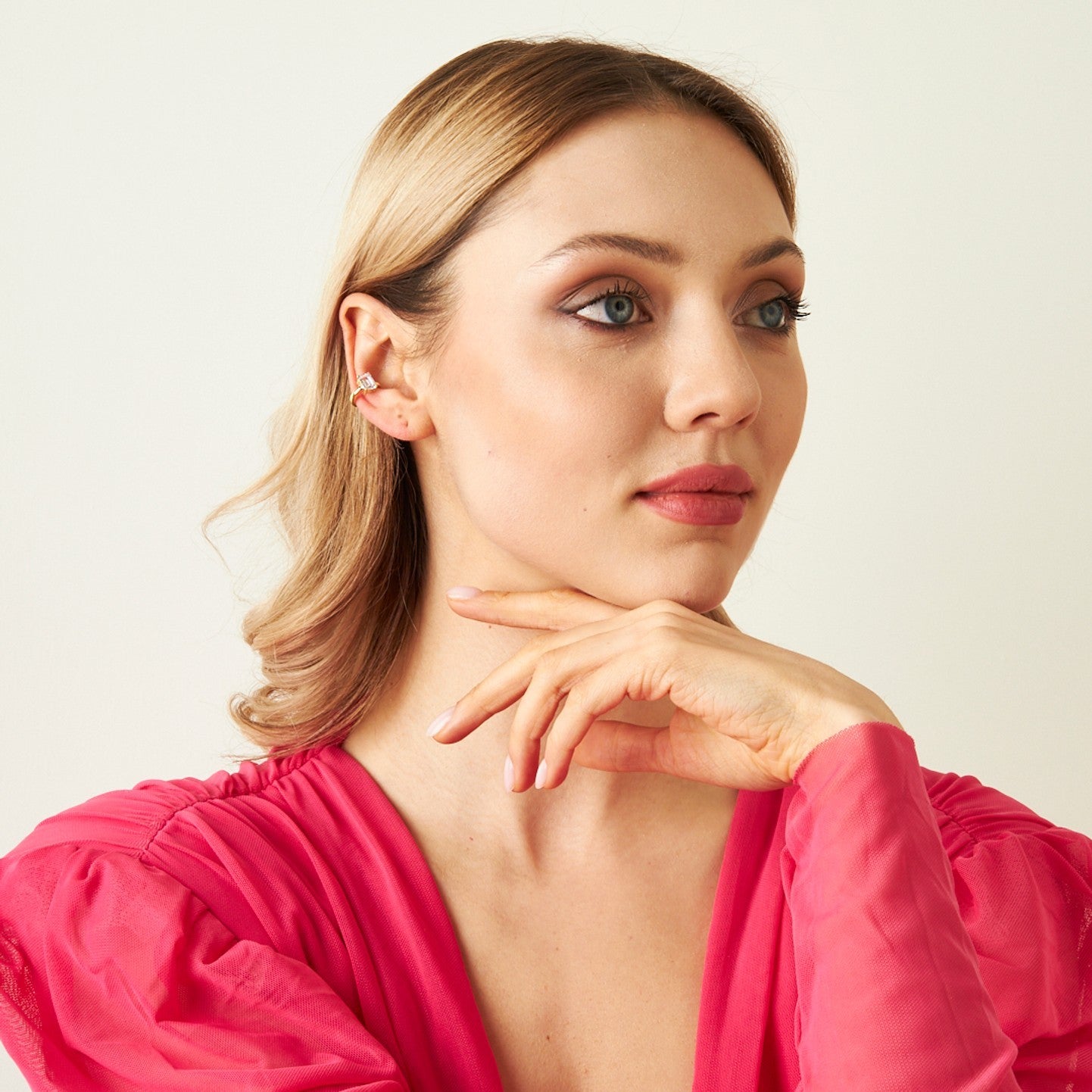 Tek Taş Kıkırdak Küpe - 925 GÜMÜŞ