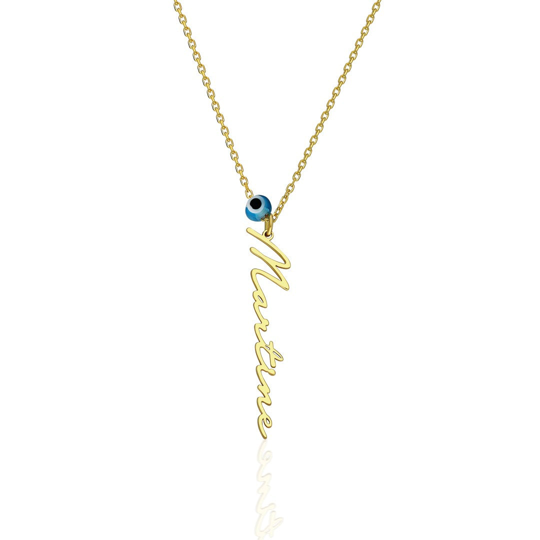 Nazar Dik Yazılı İsimli Kolye - 925 GÜMÜŞ