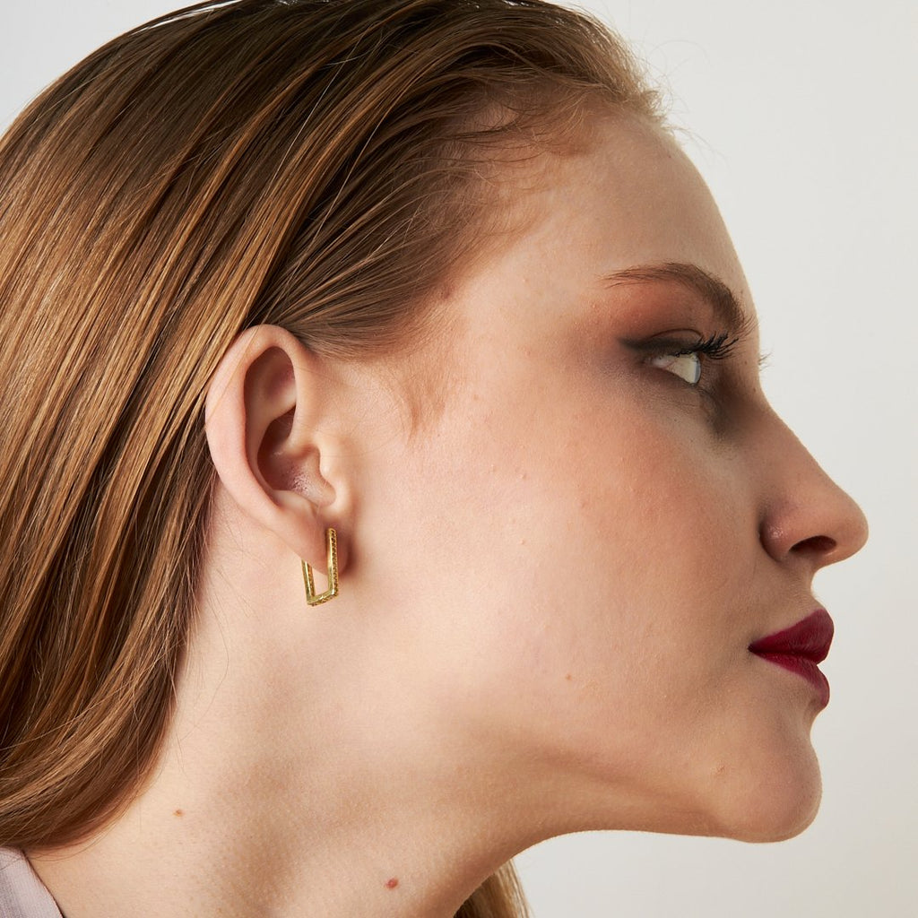 Taşlı Dikdörtgen Küpe - 925 GÜMÜŞ