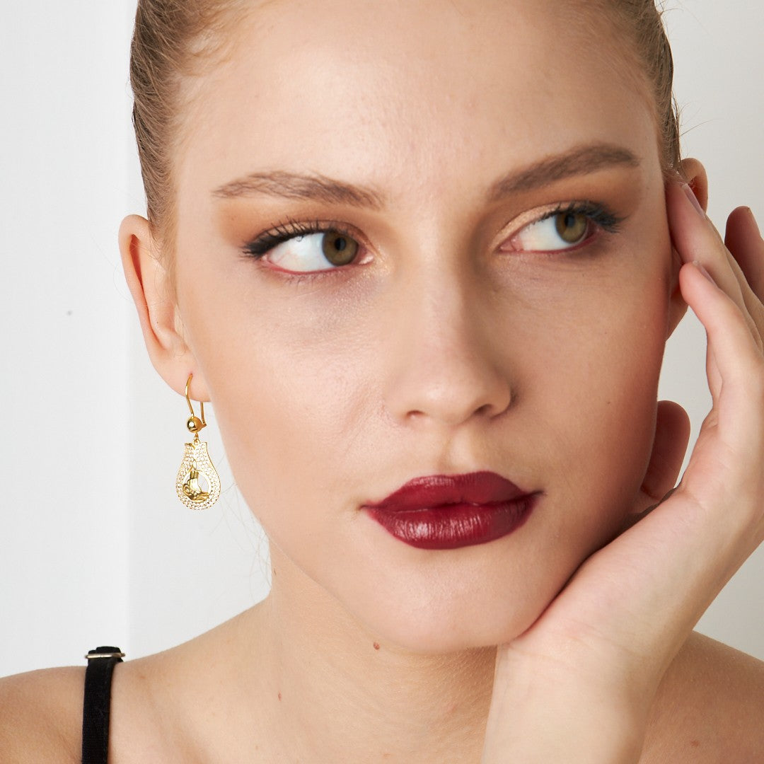 Monogramlı Lale Küpe - 925 GÜMÜŞ