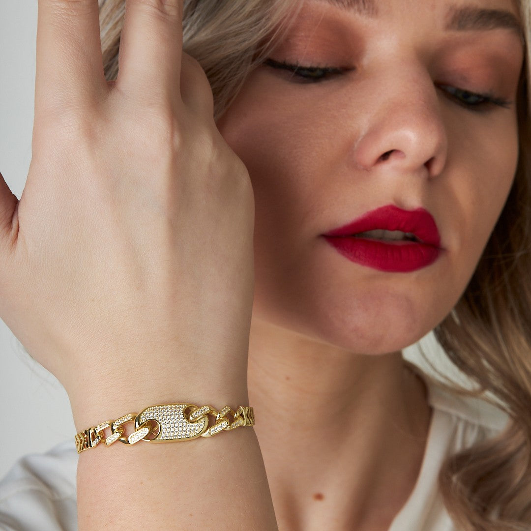 Zincir Düğmeli Bilezik - 925 GÜMÜŞ