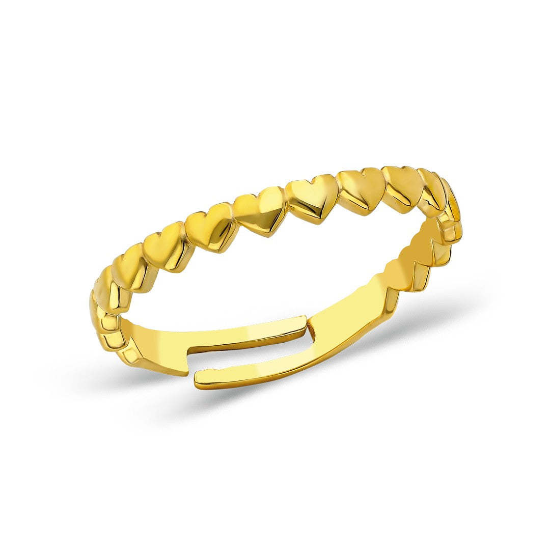 Kalp Sıralı Yüzük - 925 GÜMÜŞ