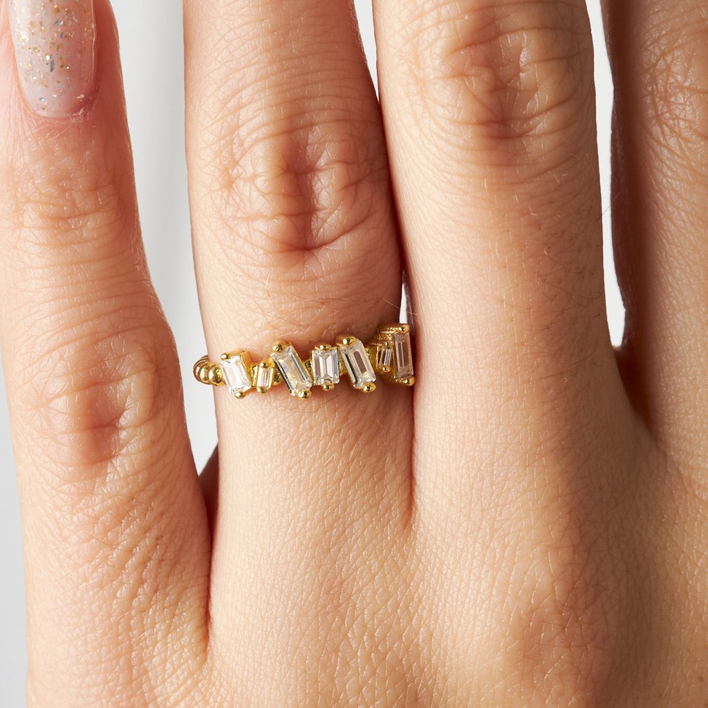 Zarif Baget Pırlanta Yüzük - 925 GÜMÜŞ