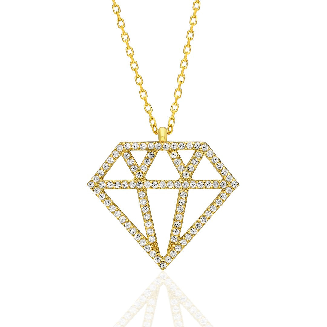 Pırlanta Tasarımlı Kolye - 925 GÜMÜŞ