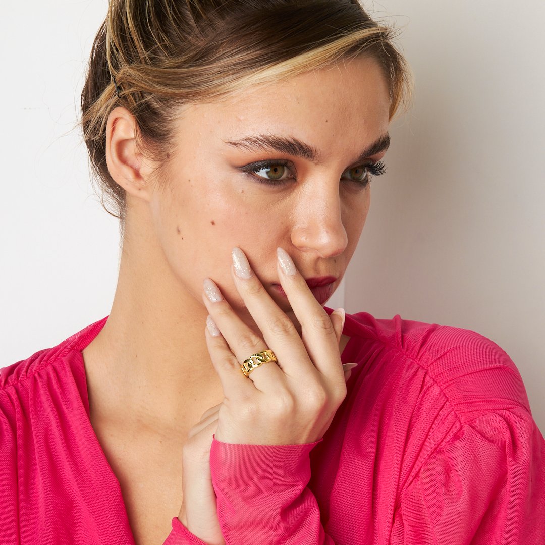 Büyük Zincir Model Yüzük - 925 GÜMÜŞ