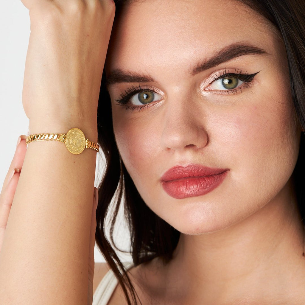 Monogram Oval Zincir Bileklik - 925 GÜMÜŞ