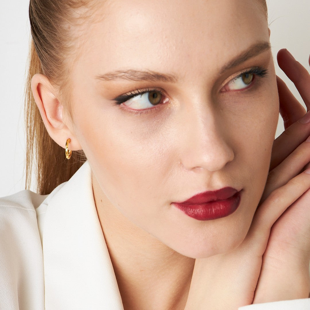 Çift Bükümlü Halka Küpe2 - 925 GÜMÜŞ